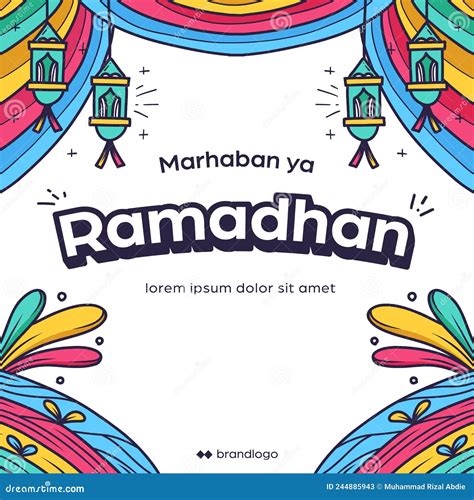 Colorful Ramadhan Greeting Poster Hand Drawn Marhaban Ya Ramadhan With