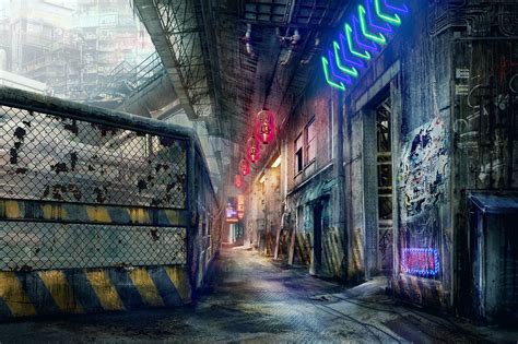 Oriental Cyberpunk Walkway Lamberto Azzariti Cyberpunk City