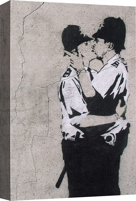 Kunstdrucke Banksy Kissing Coppers Graffiti Art Canvas Print Picture Poster Wall Decor Kunst