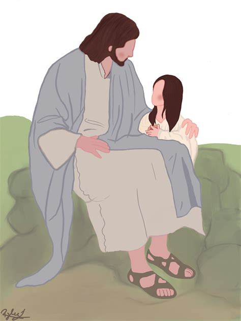 Christ With Little Girl Digital Painting Etsy