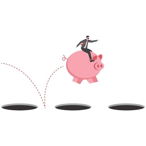 Premium Vector Businessman Riding A Piggy Bank Confidently Jumping