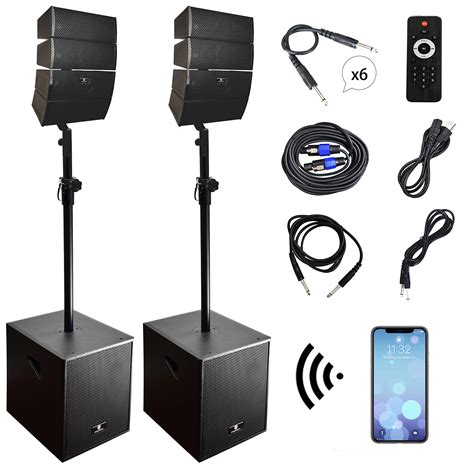 Active Subwoofer And 8x Array Speakers Set Proreck Club Ab 12 Inch Dj Powered Pa Speaker System