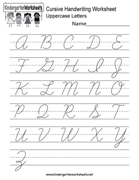 From a to the mysterious cursive z, kids get the extra guidance they need to master their letters. Kindergarten Cursive Handwriting Worksheet Printable ...