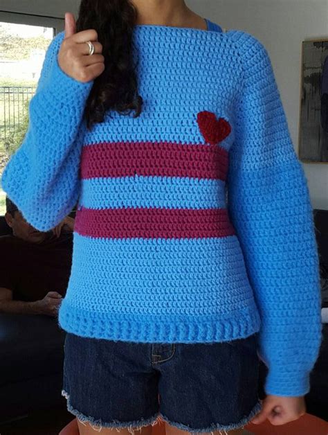 Undertale Inspired Frisk Sweater Oversized Crochet Sweater Etsy