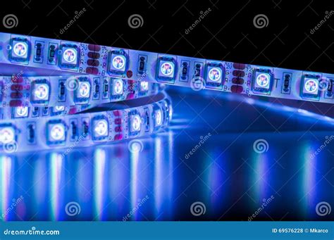 Led Strip Lights Blue Color Stock Photo Image Of Electrical Lamp