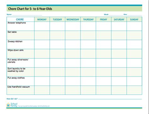 Chore Chart For 6 Year Old Boy Chart Walls