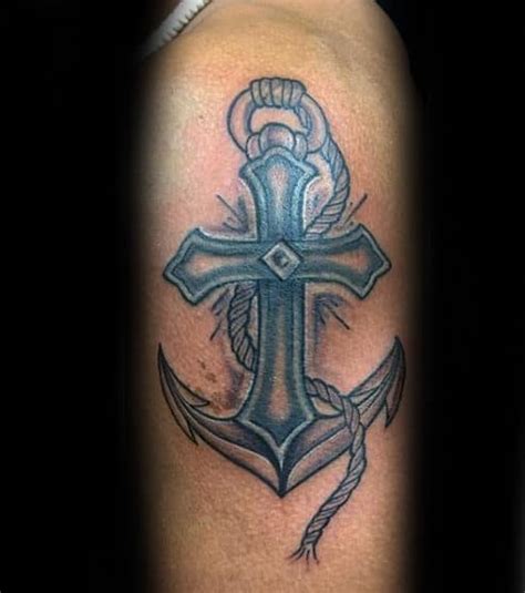 Symbolic anchor tattoo ideas can also share ties with christian symbolism. 40 Anchor Cross Tattoo Designs For Men - Religious Ink Ideas