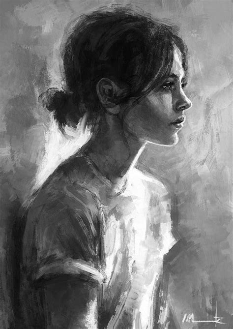Elina Monochromatic Digital Painting A Woman Is Painted In Black And