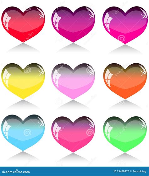 Set Of Different Colour Hearts Stock Illustration Illustration Of Th Amour