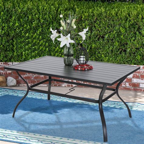 Clearancemf Studio Outdoor Dining Table Slatted Rectangle Patio Table