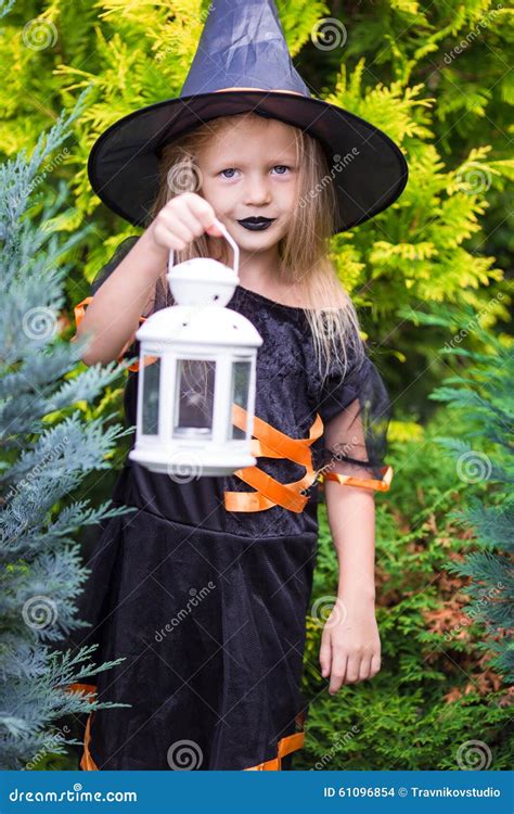 Halloween And Adorable Little Girl With Candle Stock Photo Image Of