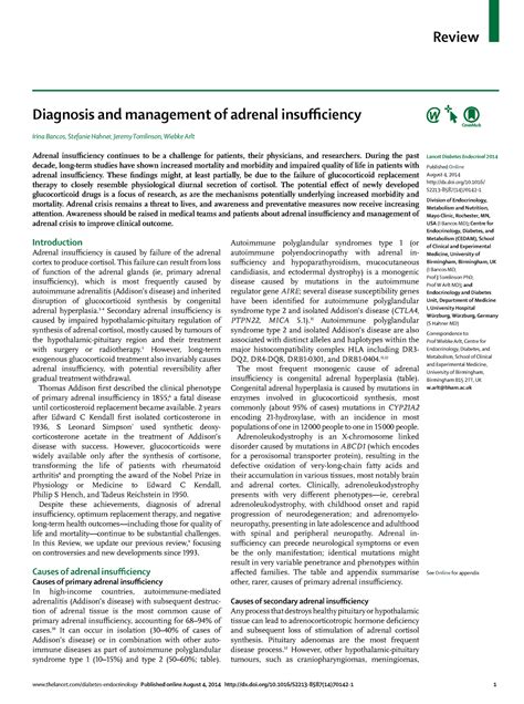 Adrenal Insuf Tratamiento Lancet Diagnosis And Management Of Adrenal