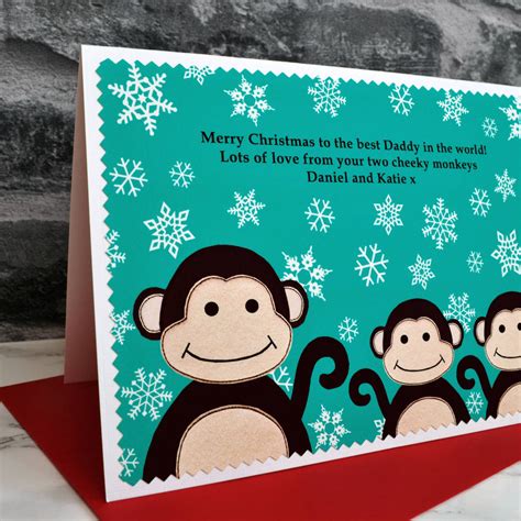 Monkeys Christmas Card From Children Grandchildren By Jenny Arnott
