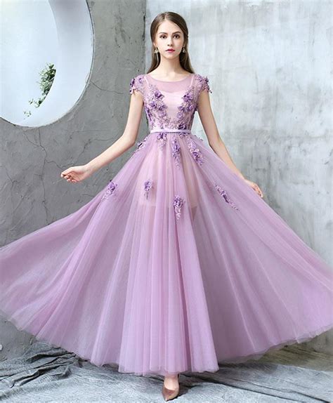 Purple Round Neck Tulle Long Prom Dress By Prom Dresses On Zibbet