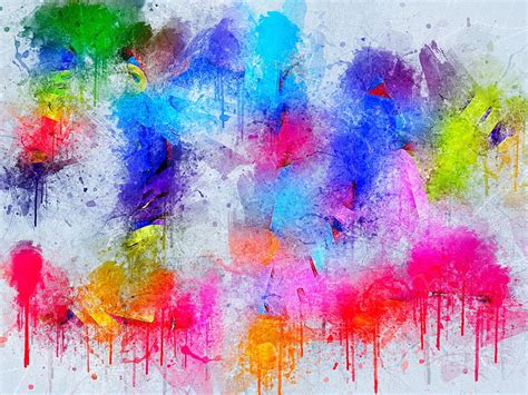 Multicolored Paint Splatter Digital Wallpaper Paint Spots Colorful