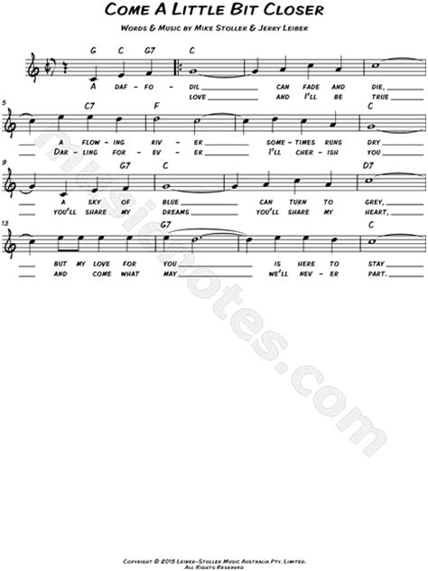 Come a little bit closer is a song by the 1960s rock and roll band jay and the americans. The Delltones "Come a Little Bit Closer" Sheet Music ...