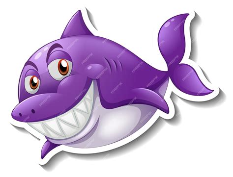 Free Vector Smiling Shark Cartoon Sticker