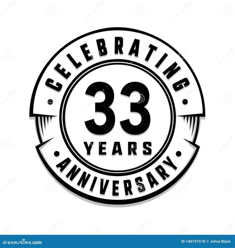 33 Years Anniversary Logo Template 33rd Vector And Illustration Stock