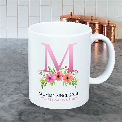 Personalised Mug Initials And Name Floral Design