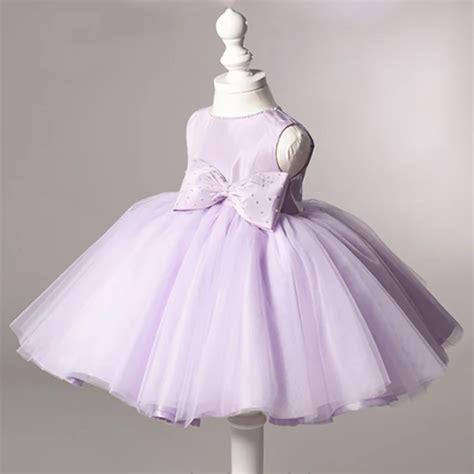 Violet Baby Girl Dress Big Bow Christening Baptism Gown Frist Communion