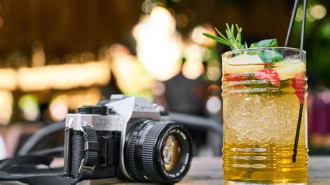 Download Wallpaper Retro Photo Camera And One Cold Drink 1920x1080