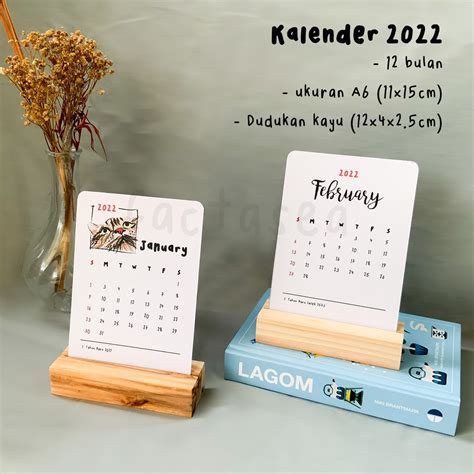 Jual Kalender Meja 2022 Penyanggadudukan Kayu Kalender Aesthetic