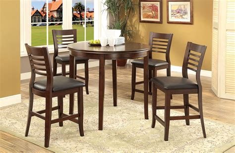 Made with quality birch wood, this set is built to last and comes with four chairs. Dwight II Brown Cherry Round Counter Height Dining Room ...