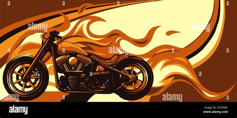 Custom Motorcycle With Flames Vector Illustration Design Stock Vector