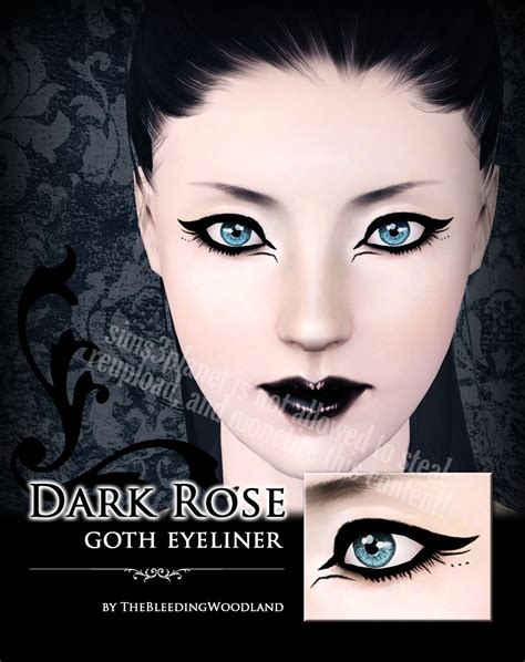 Dark Rose Goth Eyeliner Ts3 Sims 3 Makeup Sims 4 Cc Goth Sims