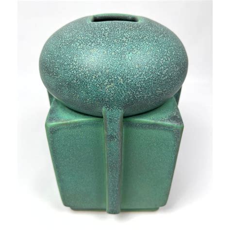 Contemporary Jemerick Art Pottery Vase By Steve Frederick Signed Sf Teco Style Matte Green