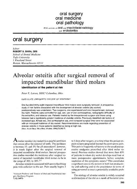Pdf Alveolar Osteitis After Surgical Removal Of Impacted Mandibular
