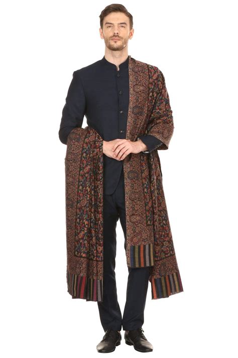 Pashtush Mens Ethnic Shawl Mens Lohi Full Size Fine Wool Pashtush
