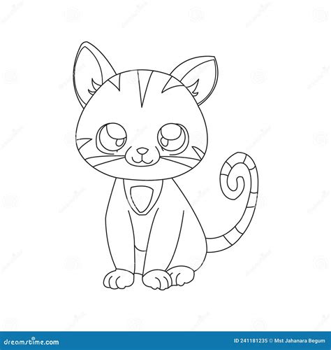 Coloring Page Outline Of Cute Cat Animal Coloring Page Cartoon Vector