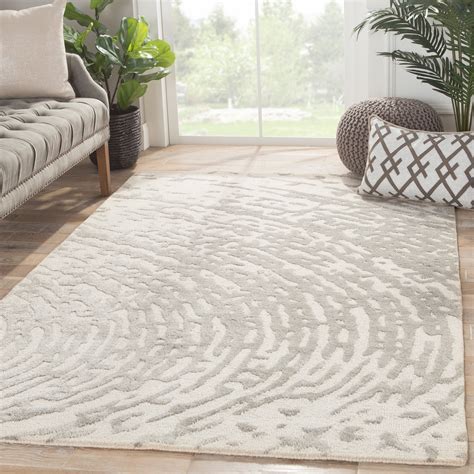 Shop Imprint Handmade Abstract White Gray Area Rug 5 X 8 5 X 8