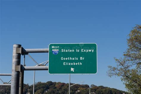 Interstate 278 West Staten Island Expressway Sign Editorial Image