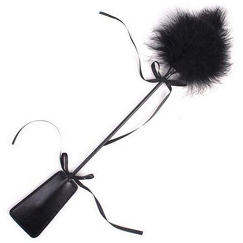 flirting feather black soft feather flirting pu leather whip erotic toys flogger for couples sm