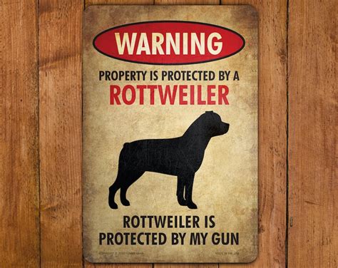 Rottweiler Sign Funny Metal Beware Of Dog Sign Property Etsy