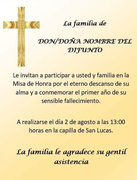 Invitaciones Para Misa De Honras En Invitaciones Tarjetas Tarjeta My