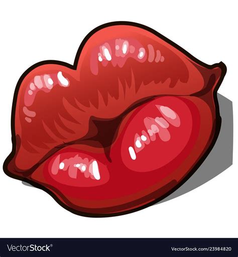 Female Sexy Red Lips Isolated On White Background Valentine Day Kiss