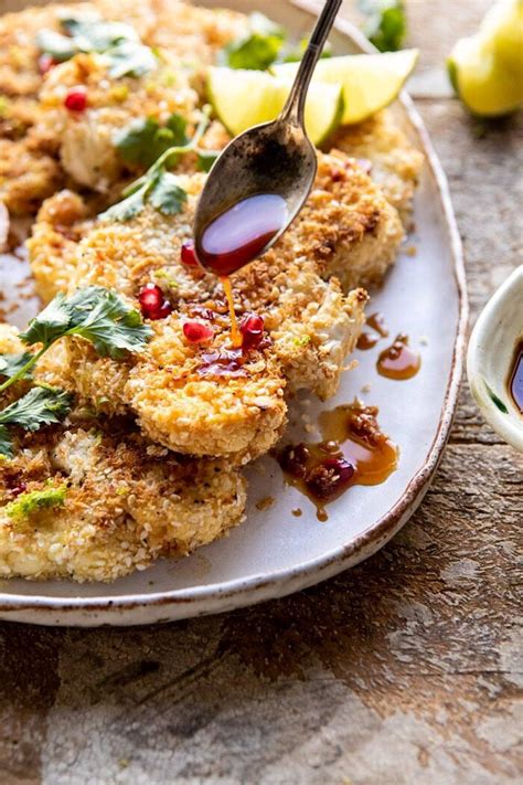 Touch device users, explore by touch or with swipe gestures. Sesame Crusted Cauliflower with Pomegranate Ponzu Sauce ...