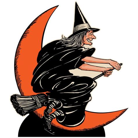 Vintage Halloween Witch And Moon Stand Up