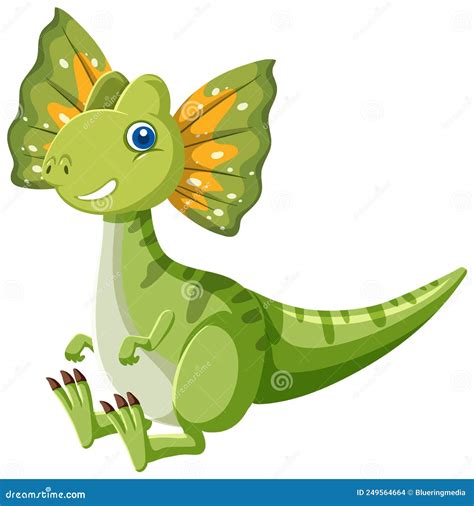 Cute Dilophosaurus Dinosaur Cartoon Stock Vector Illustration Of