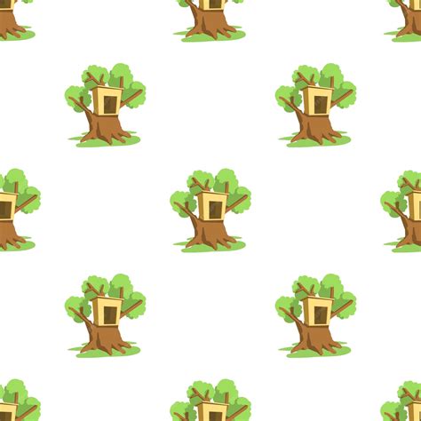 Premium Vector Tree House Pattern Seamless Background Texture Repeat