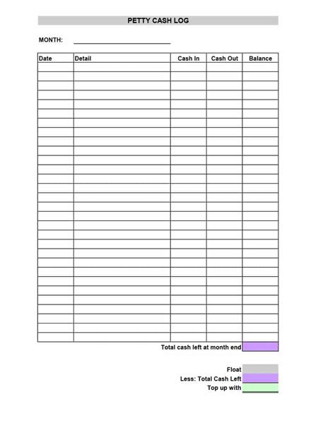 40 Petty Cash Log Templates Forms Excel Pdf Word ᐅ with End Of