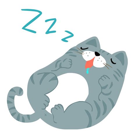Happy Fat Gray Cat Sleeping Vector Illustration Vector Premium Download