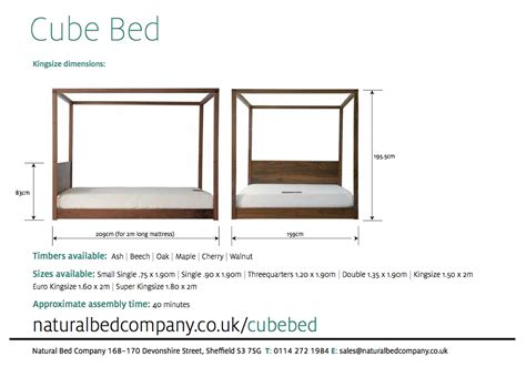 Cube Modern Four Poster Bed Solid Wood Natural Bed