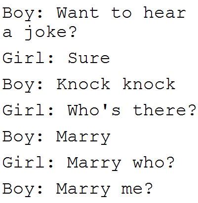 Does anyone in your family have a name on this list? A very sweet knock-knock joke/proposal. | Just for Fun ...