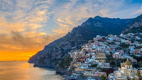 Positano At Sunset Amalfi Coast Italy Europe 2k Wallpaper