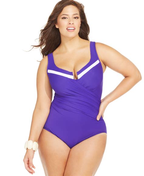 Lyst Miraclesuit Plus Size Escape Colorblocked One Piece Swimsuit In Purple