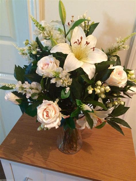 Beautiful Large Premium Artificial Flower Vase Bouquet Etsy Flower Vase Arrangements